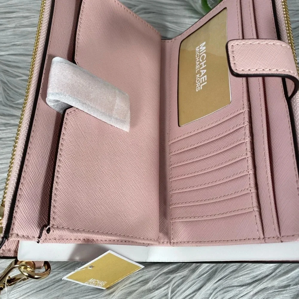 Michael Kors Pink Jet Set Travel Leather Wristlet